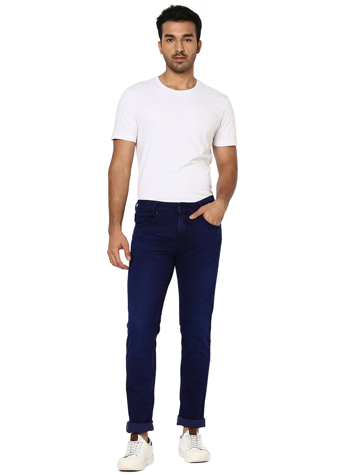 Mufti Dark Blue Super Slim Fit Lightly Washed Jeans