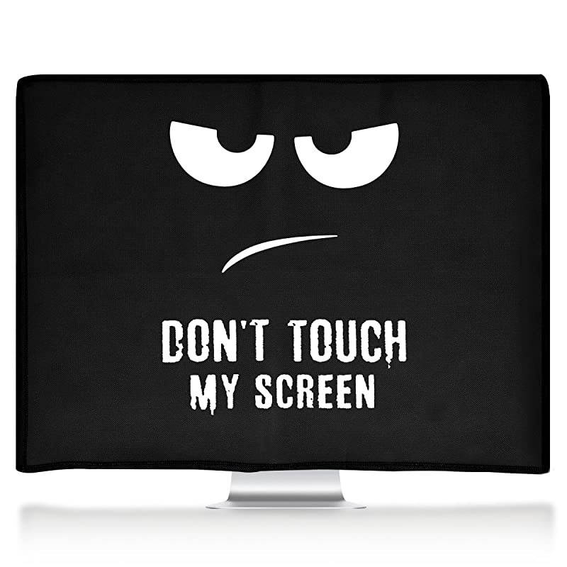 Computer Monitor Cover Compatible with 27-28" Monitor - Monitor Cover - Don't Touch My Screen White/Black