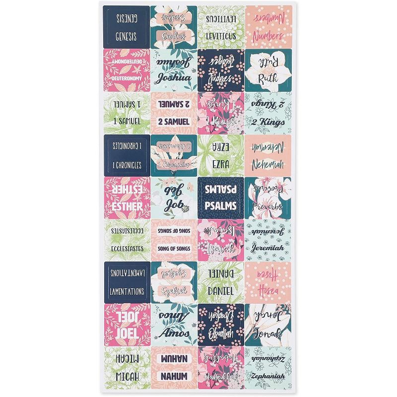 Faithful Finds 144 Count Floral Design Peel & Stick Bible Stickers Indexing Tabs, 72 Designs, 1.2 x 1 in