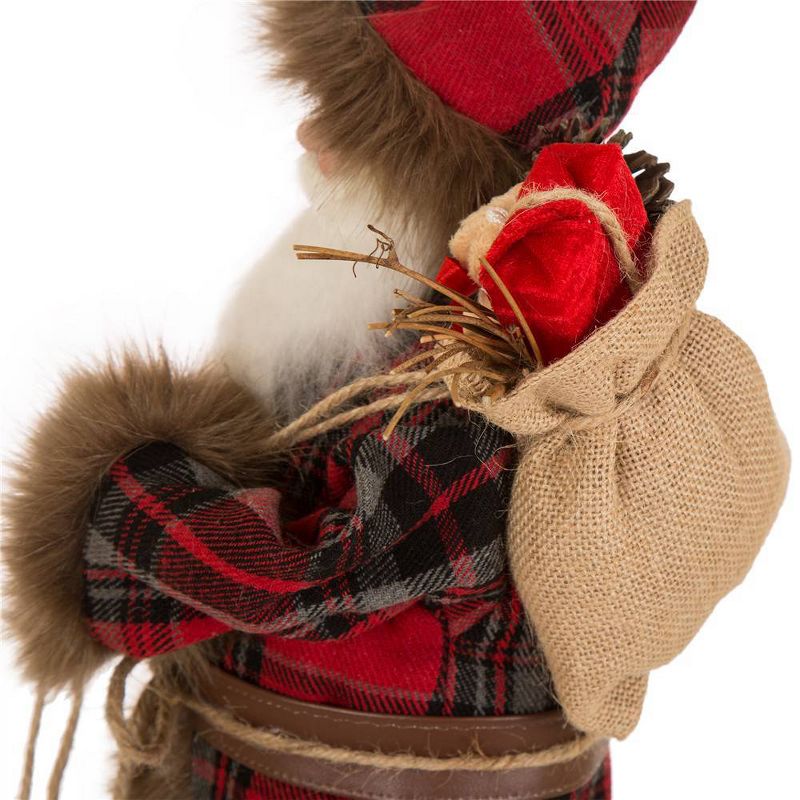 18" Plaid Santa Figurine - Glitzhome
