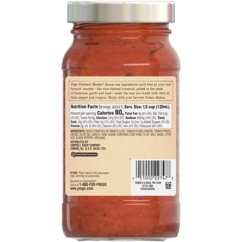Prego Farmers' Market Tomato & Basil Marinara Pasta Sauce - 23.5oz