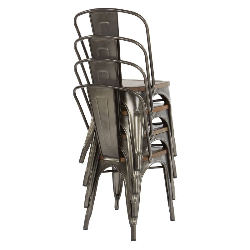 Set of 2 Indio Steel Chair Seat Walnut - OSP Home Furnishings