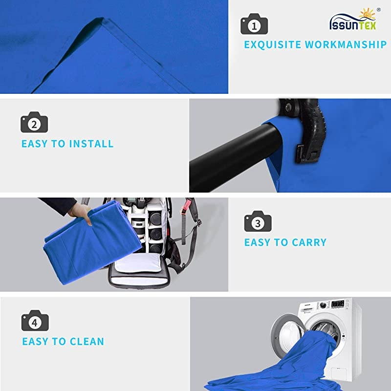 9X15ft Blue Background with 4 Clips Muslin BackdropPhoto StudioCollapsible High Density Screen for Video Photography and Television