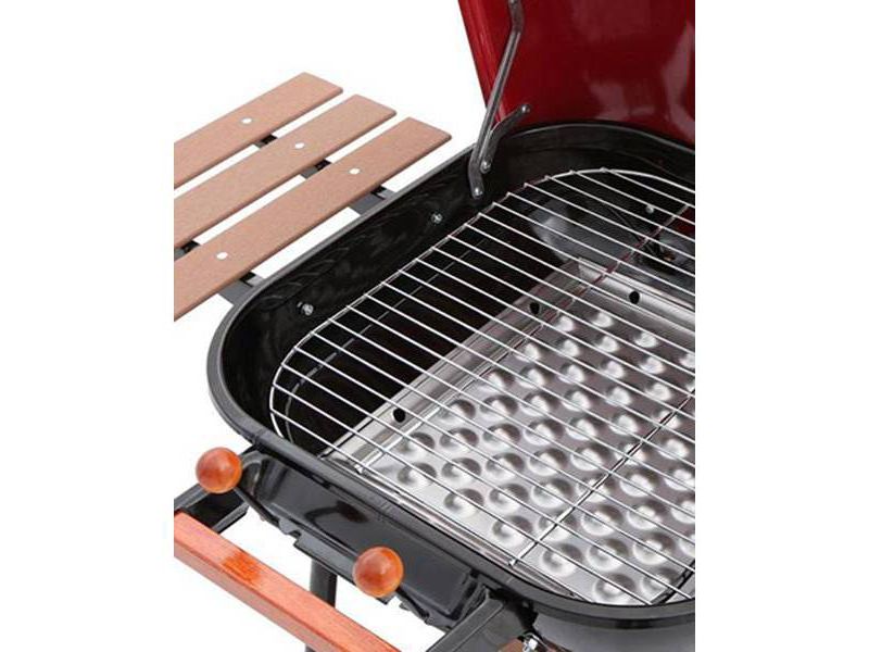 Americana Swinger 4106 Charcoal Grill with Two Side Tables - Red - Meco
