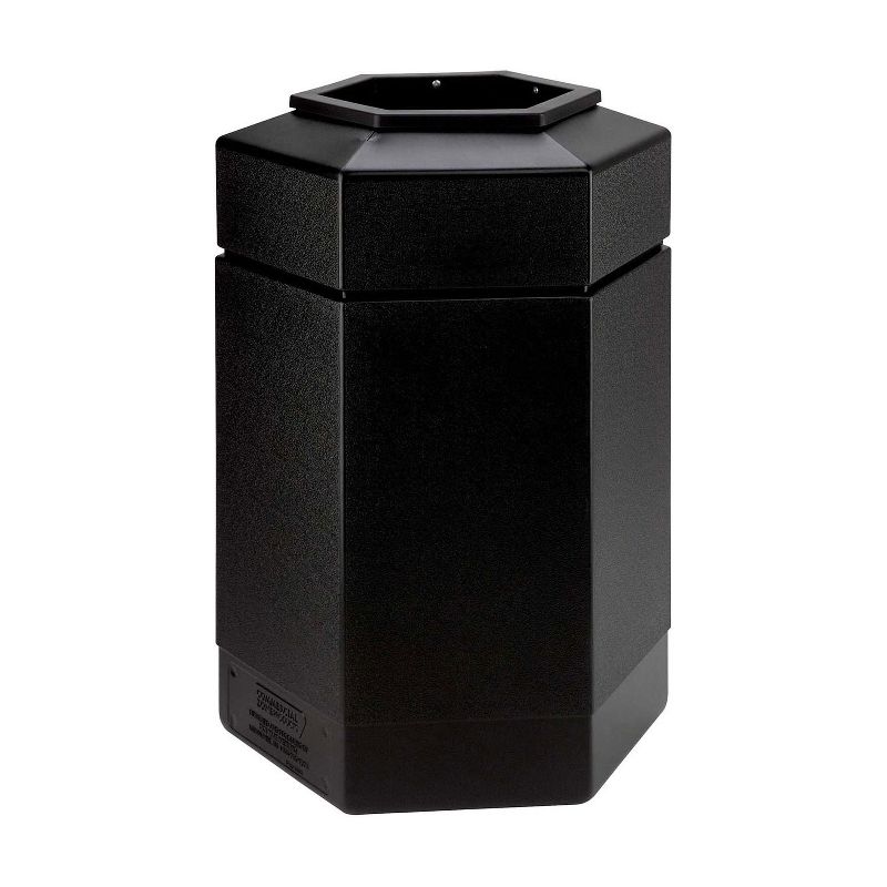 Commercial Zone 737103 Open-Top 30 Gallon Large Heavy Duty Easy Cleaning Hexagon Shape Waste Can Trash Container Garbage Bin, Black
