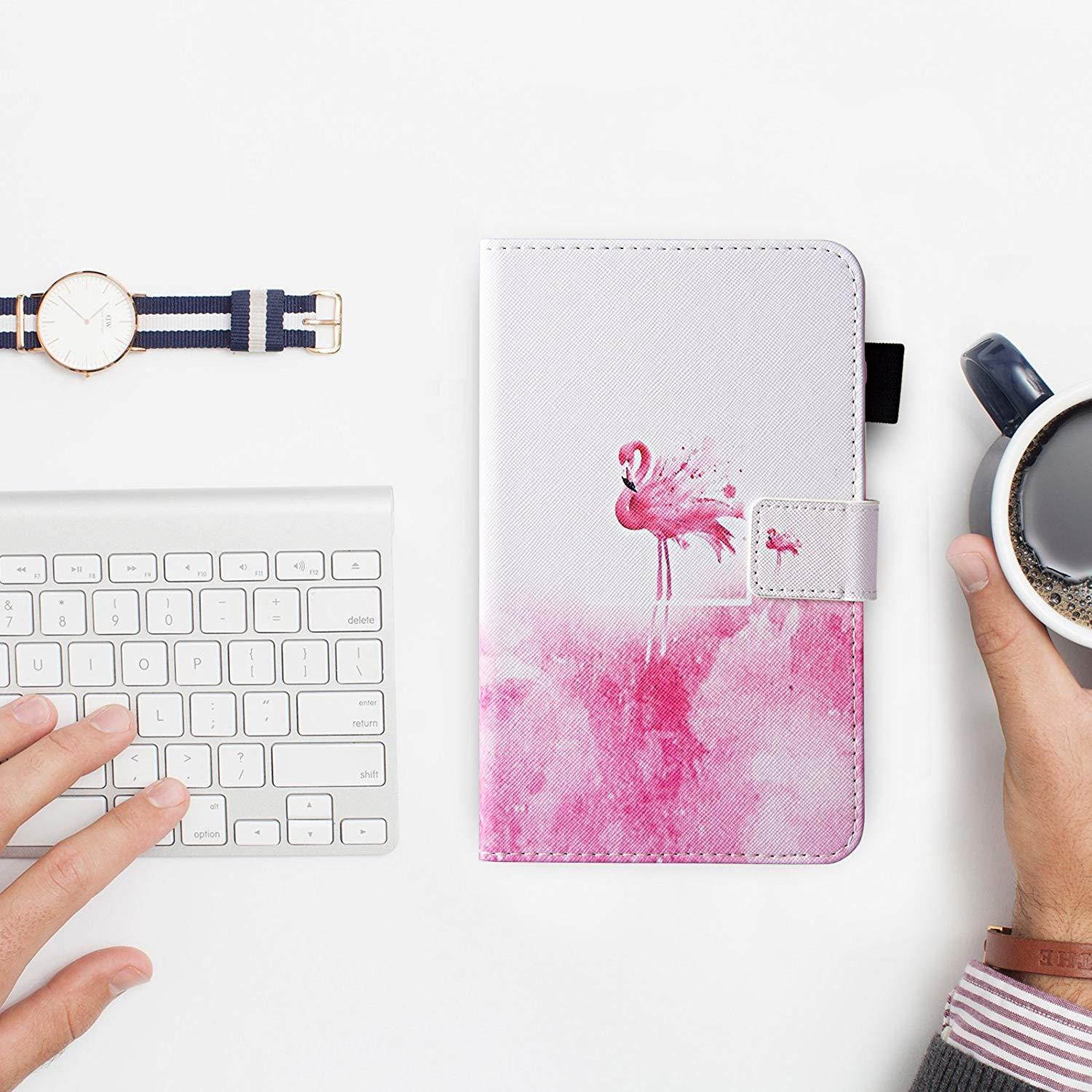 Dteck Case for Samsung Galaxy Tab E 8.0 - Premium PU Leather Slim Fit Smart Stand Cover for Galaxy Tab E 32GB SM-T378/Tab E 8.0-Inch SM-T375/SM-T377 Tablet, Pink Flamingo