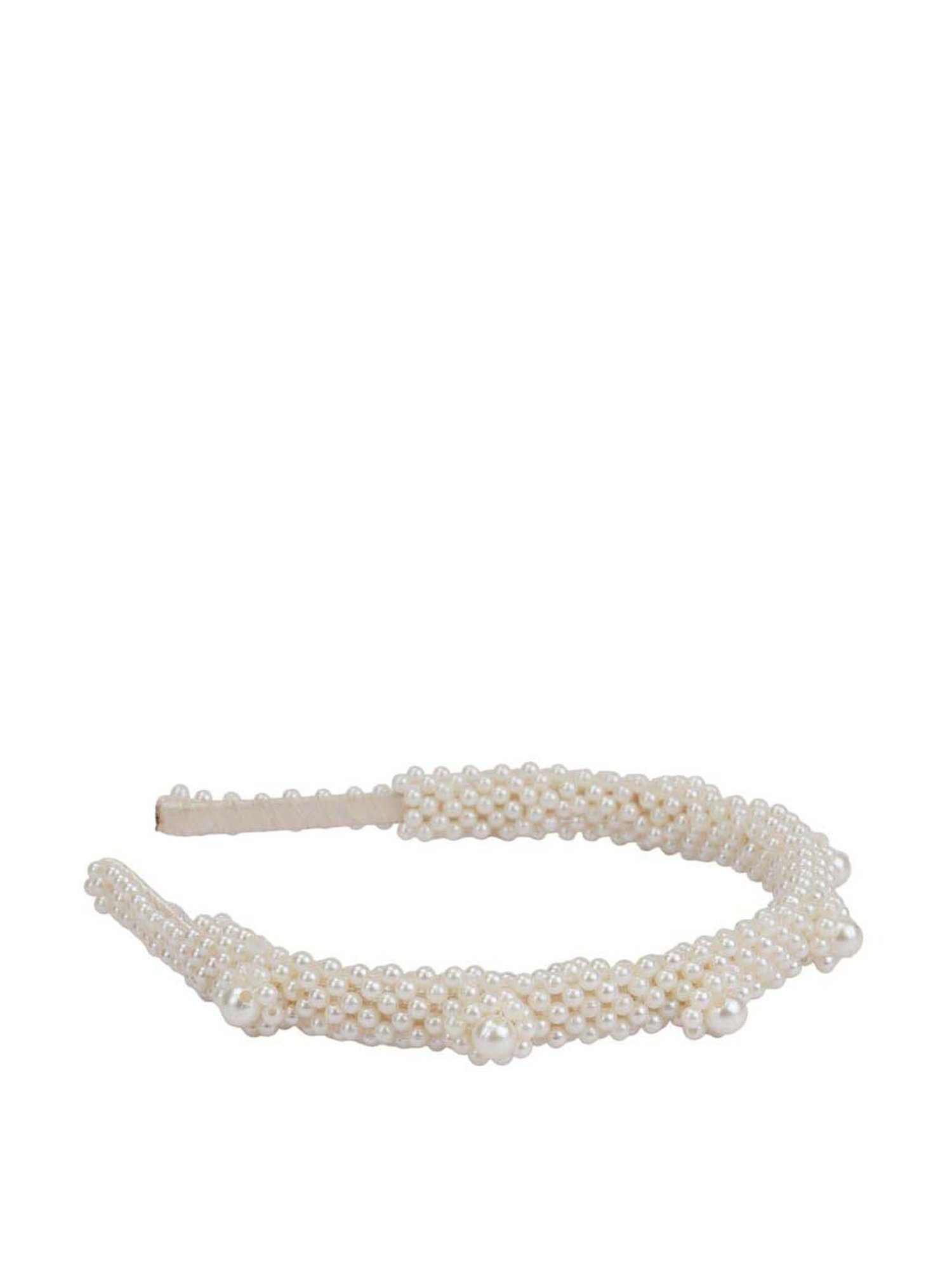 Choko Off White Embellished Hair Band