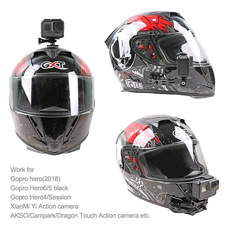 Aluminum Motorcycle Helmet Chin Mount Compatible with GoPro Hero 9/8/7/(2018)/6/5 Black 4 Session 3+,DJI Osmo Action,Insta360 ONE R/AKASO/Crosstour,and More