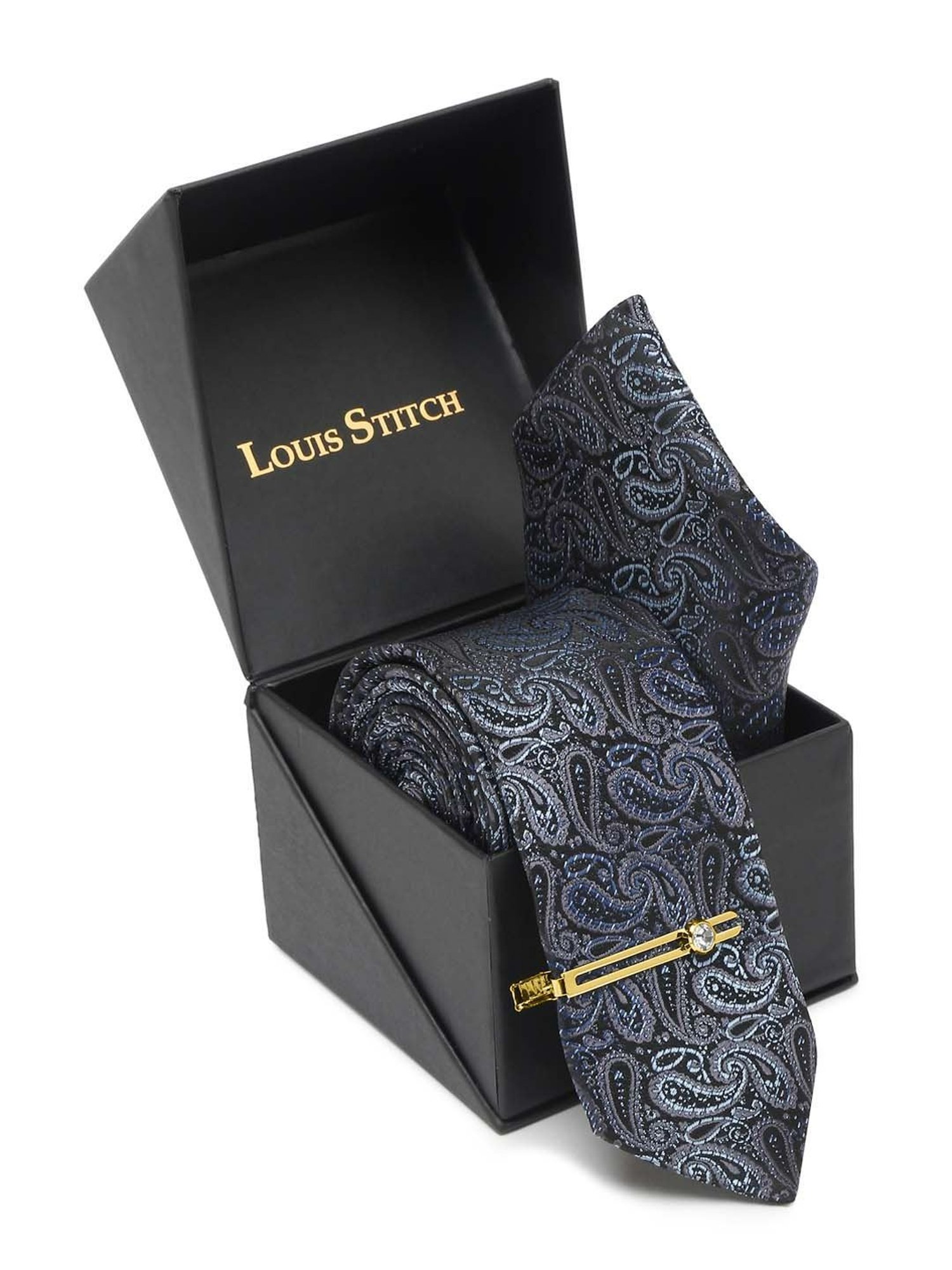 Louis Stitch Navy Printed Necktie Gift Set - Set of 3