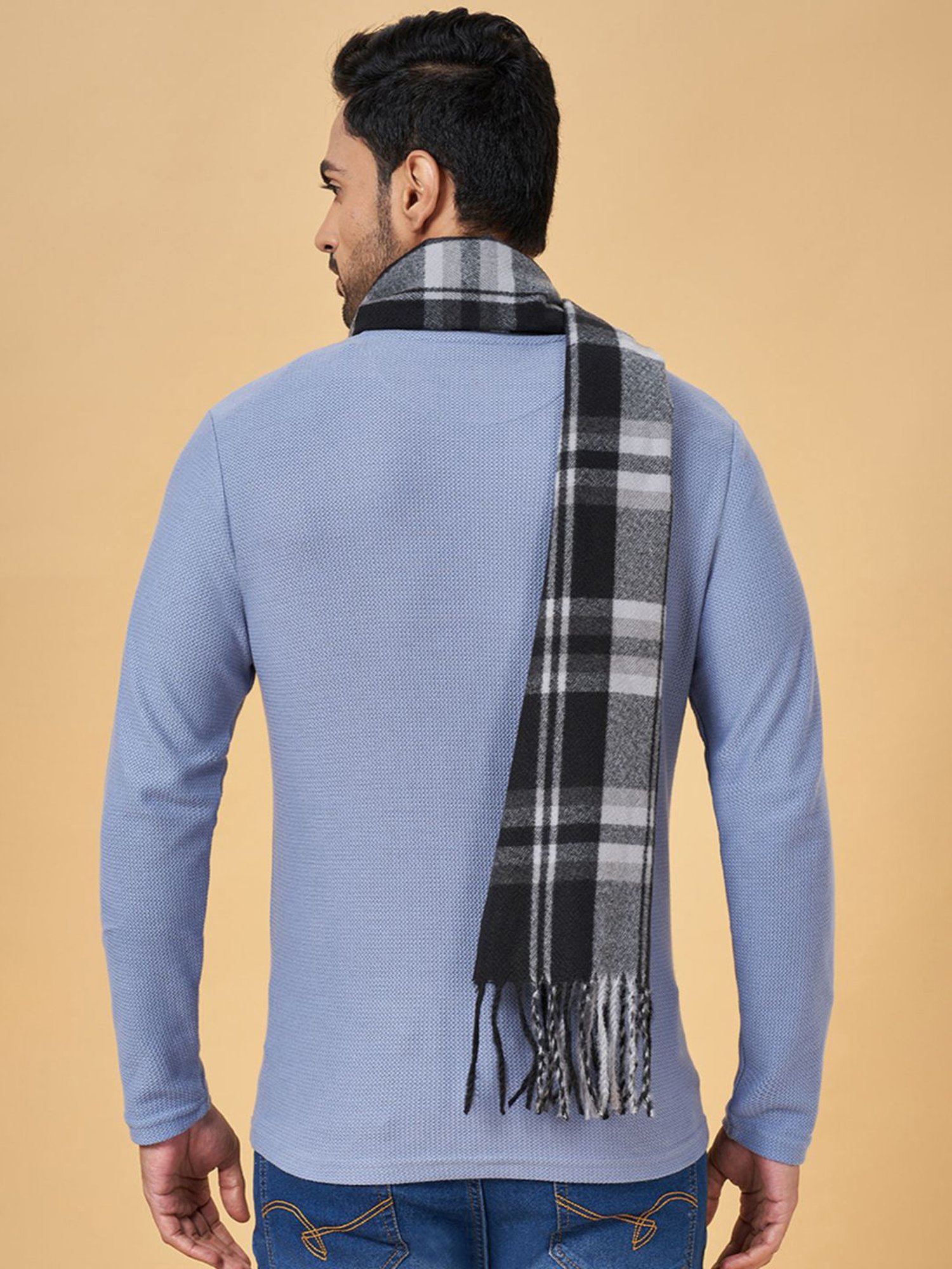 Byford by Pantaloons Black Checks Stoles