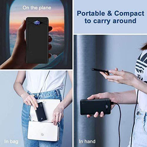 Power Bank LED Display 10000mAh Portable Charger Dual 3A HighSpeed 2 USB Ports with Flashlight Battery Pack Compble with iPhone XS X 8  Galaxy S10 S9 Note 10 Google Oneplus iPad etc