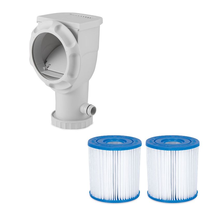 Summer Waves 330 Gallon SkimmerPlus Filter Pump with 2-Pack of Replacement Type I Cartridges