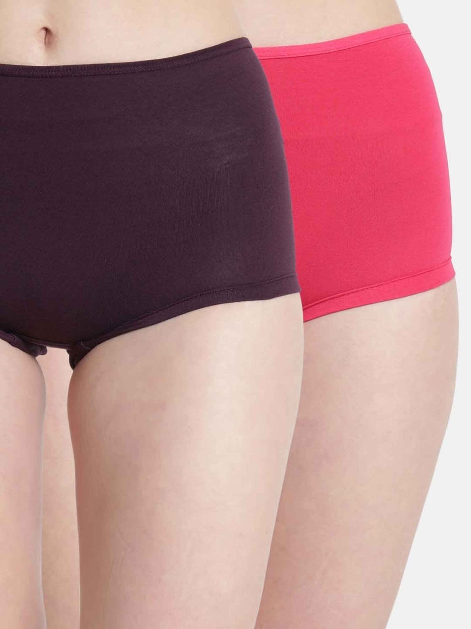 Bleeding Heart Wine & Pink Plain Panties - Pack Of 2