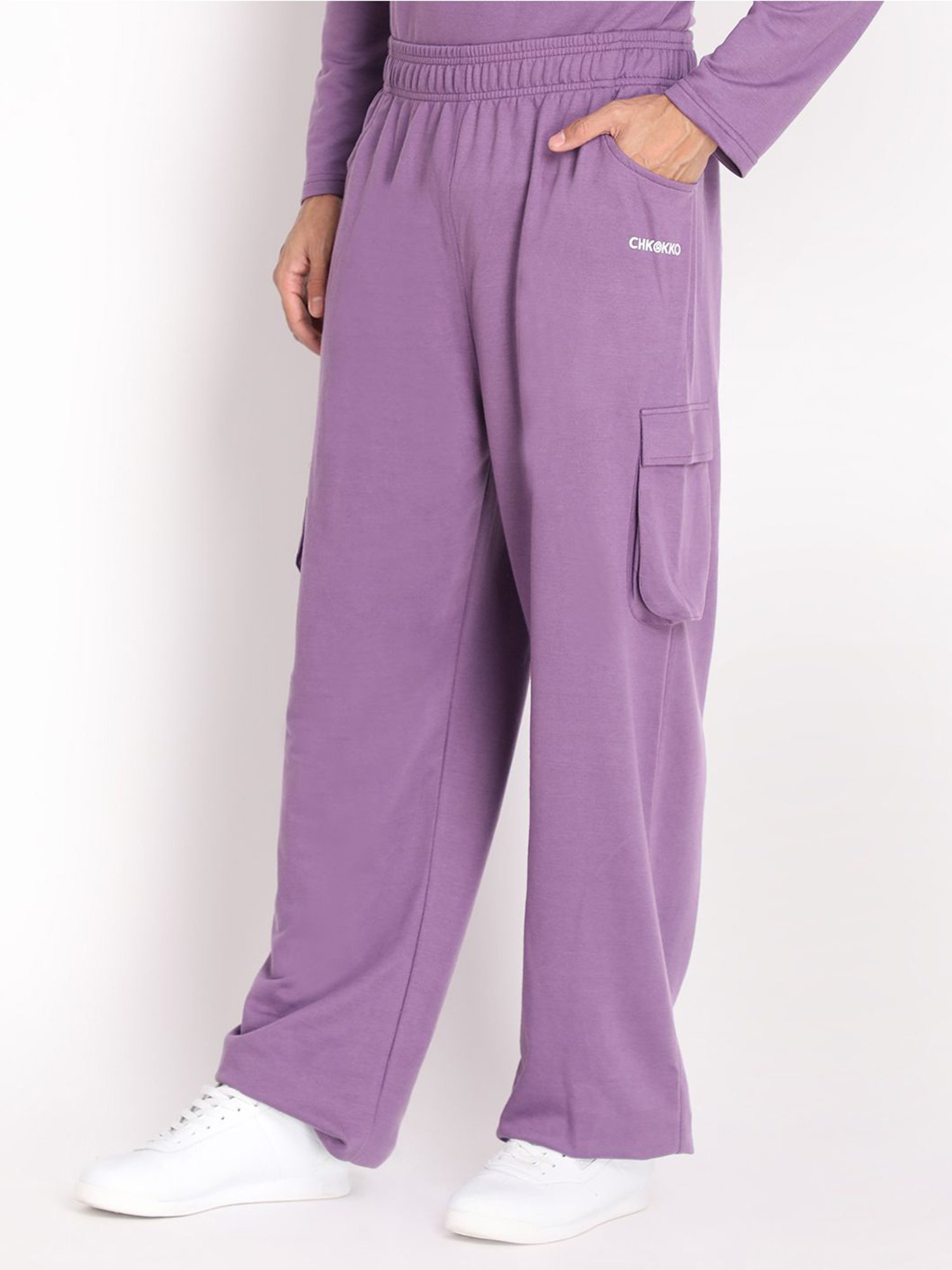 Chkokko Purple Cotton Relaxed Fit Track Pants