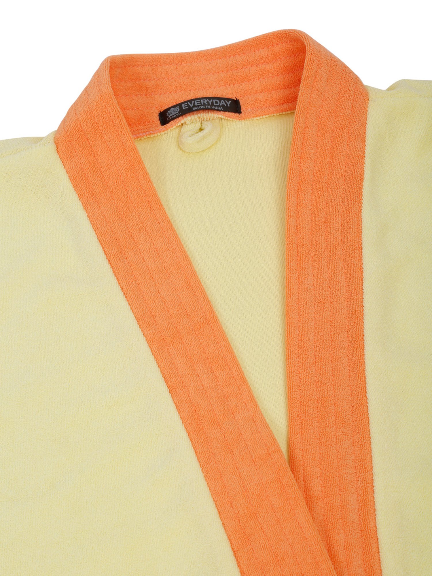 Creeva Everyday Lemon & Orange 225 GSM Micro Terry Bathrobe with Front Pocket & Kimono Collar
