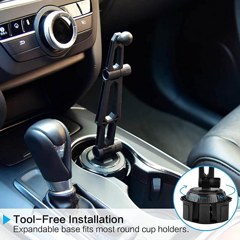 Car Mount Cup Holder with Adjustable Arm for Garmin - Replacement Cupholder Ball Mount for Garmin Nuvi Dezl Drive Drivesmart Zumo Driveassist DriveLuxe StreetPilot RV Portable Navigator
