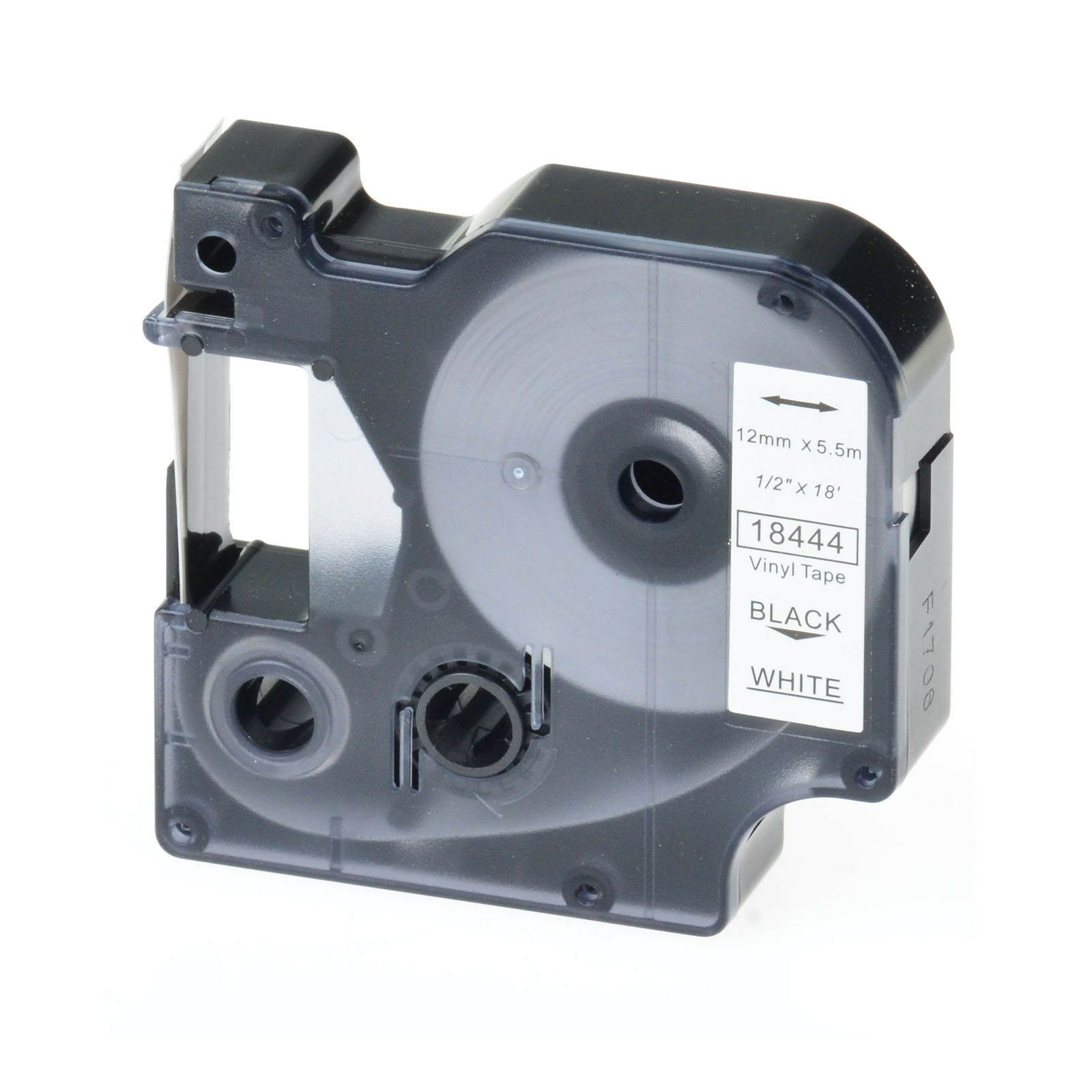 1PK 1/2"x18' Black on White VINYL LABEL 18444 For DYMO Rhino 4200 LabelManager