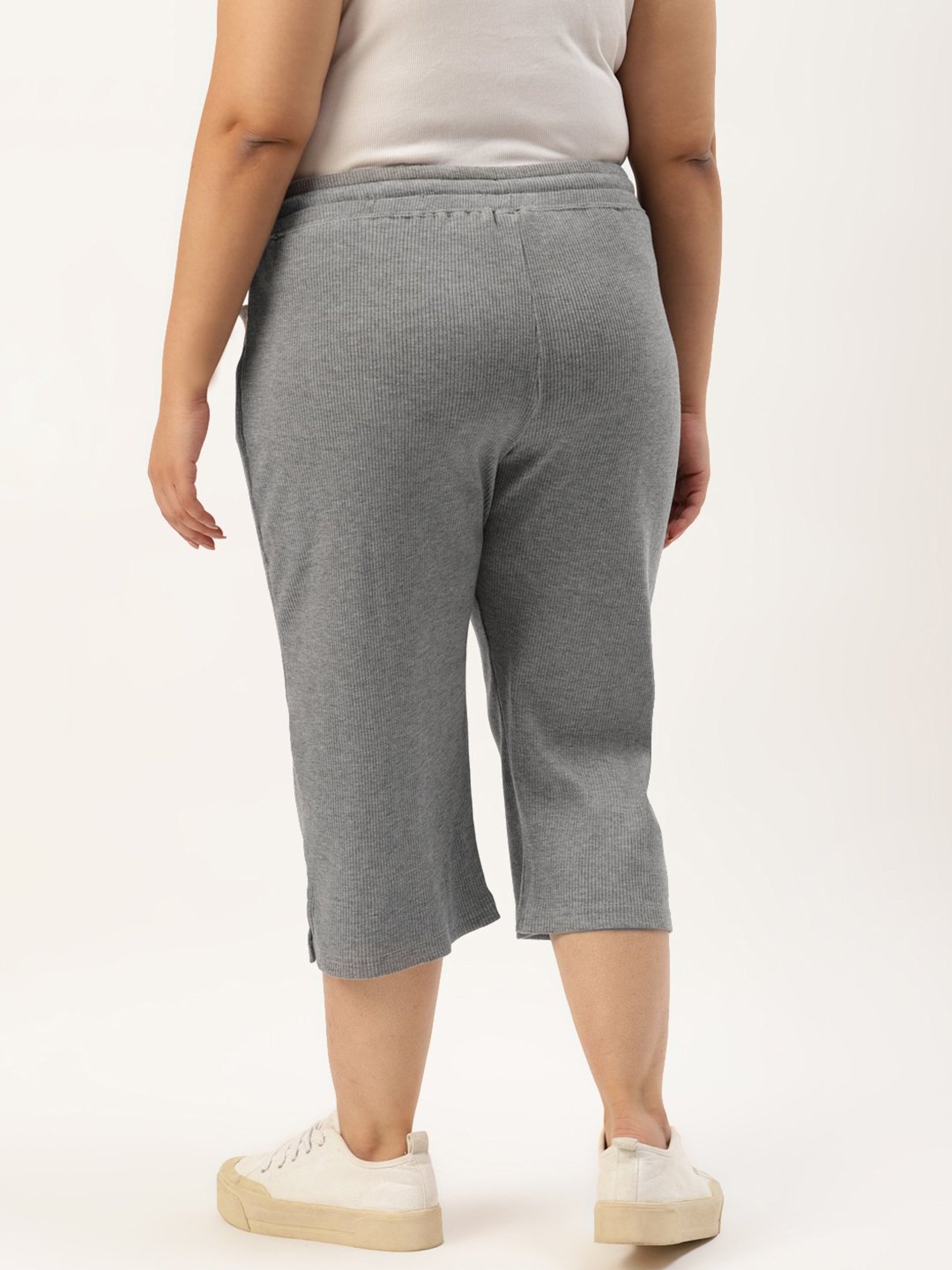 theRebelinme Anthra Grey Cotton High Rise Cropped Capris