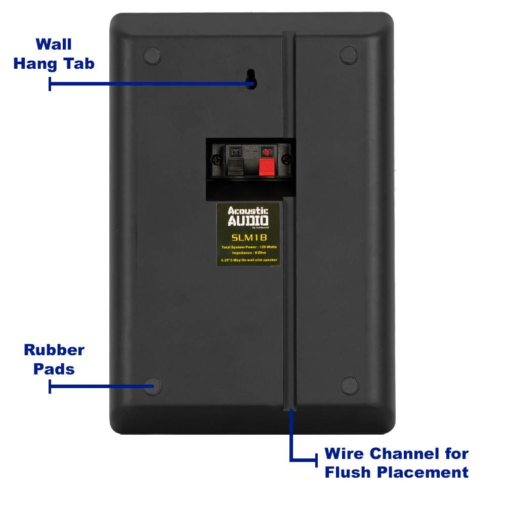 Acoustic Audio SLM1B Mountable On Wall Slim Speakers Home Theater Wired 4 Pair Pack