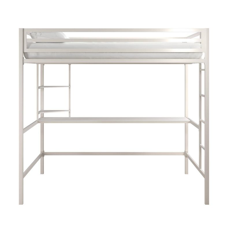 Full Maxwell Metal Loft Bed with Desk & Shelves White - Novogratz