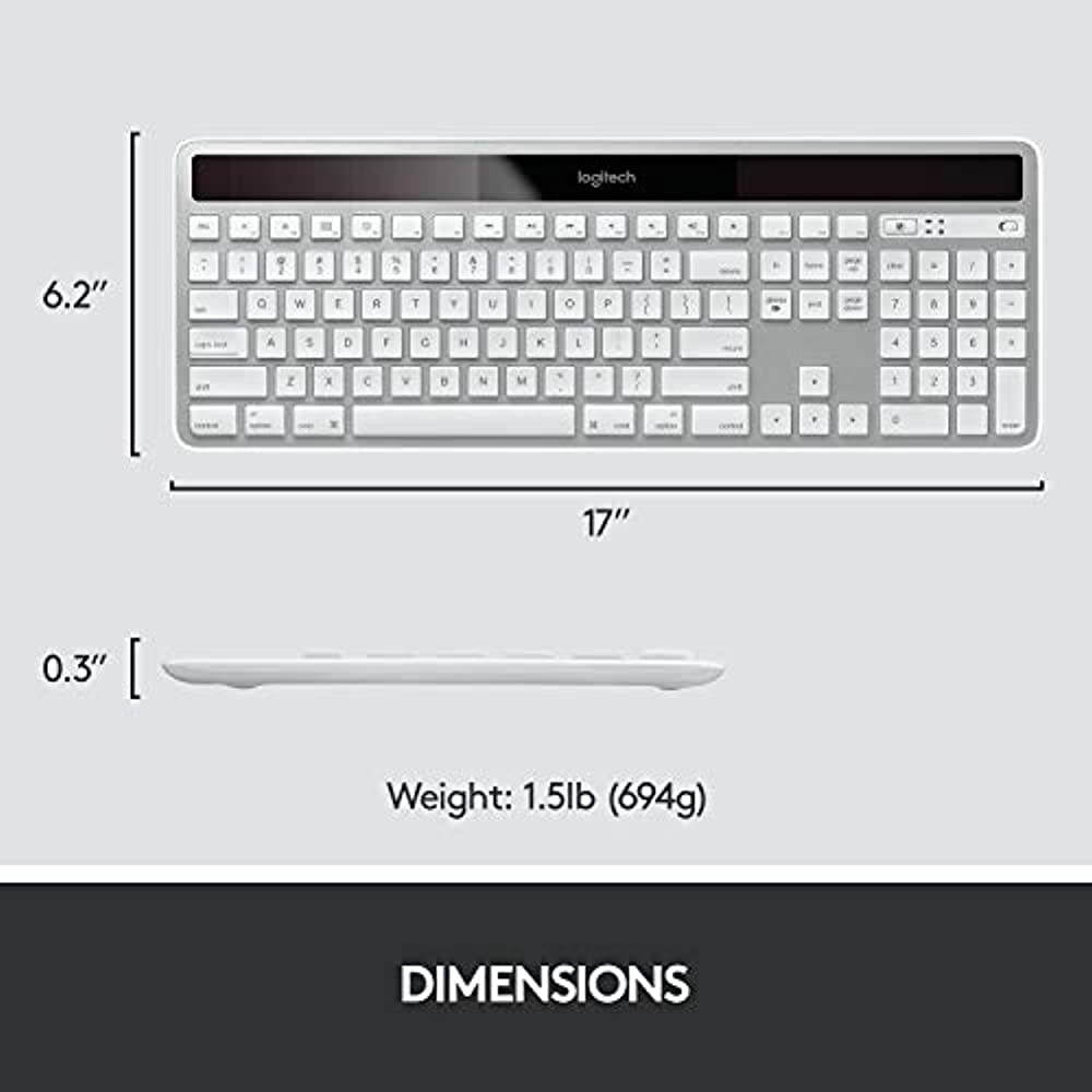 NEW Logitech 920-003472 K750 Thin Solar Wireless Keyboard KB for MAC SILVER