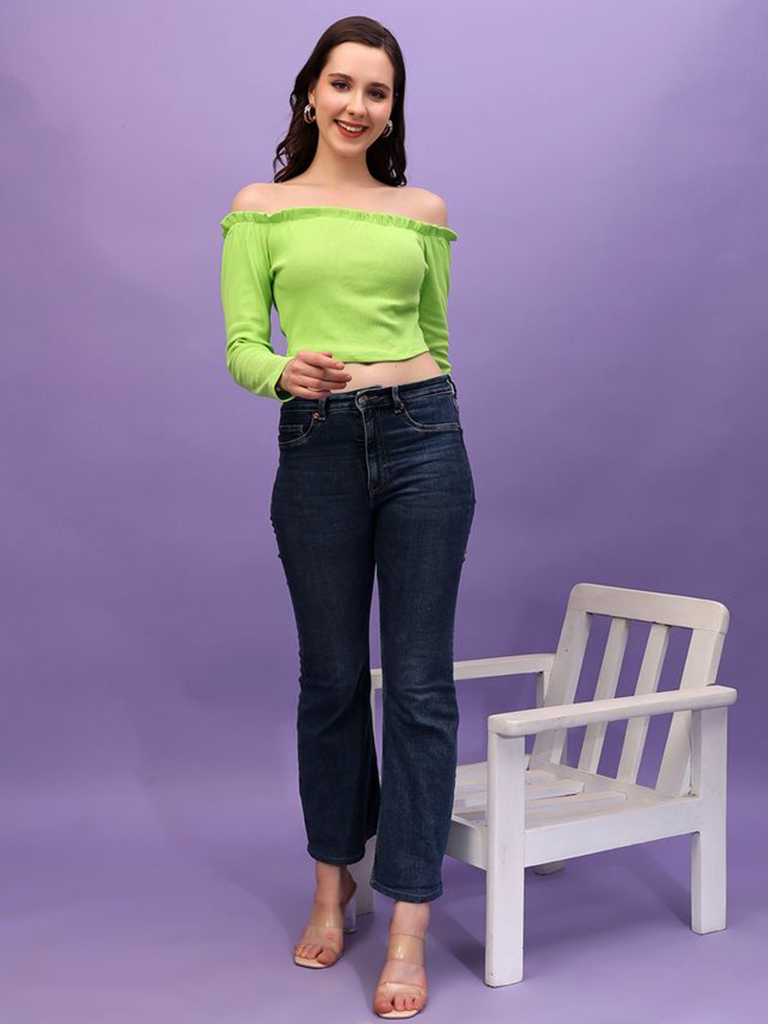 Cation Green Plain Crop Top