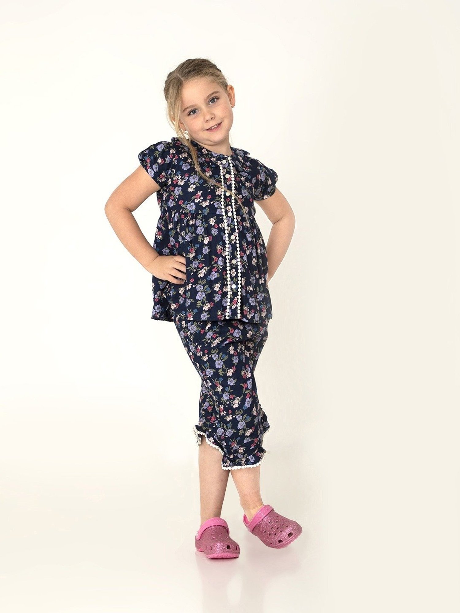 Berrytree Organic Girls Blue Cotton Clouds Print Night Suits