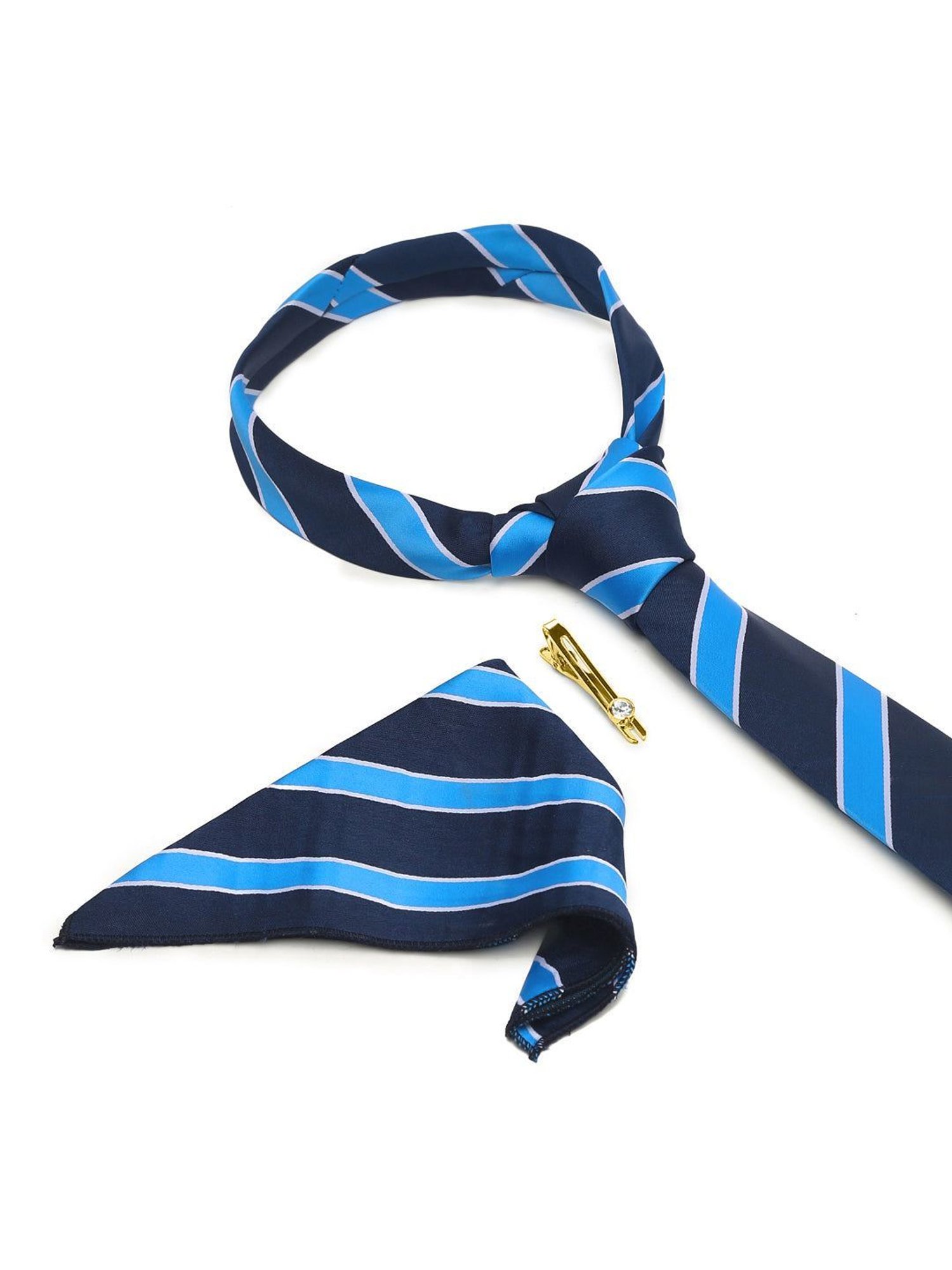 Louis Stitch Blue Striped Necktie Gift Set - Set of 3