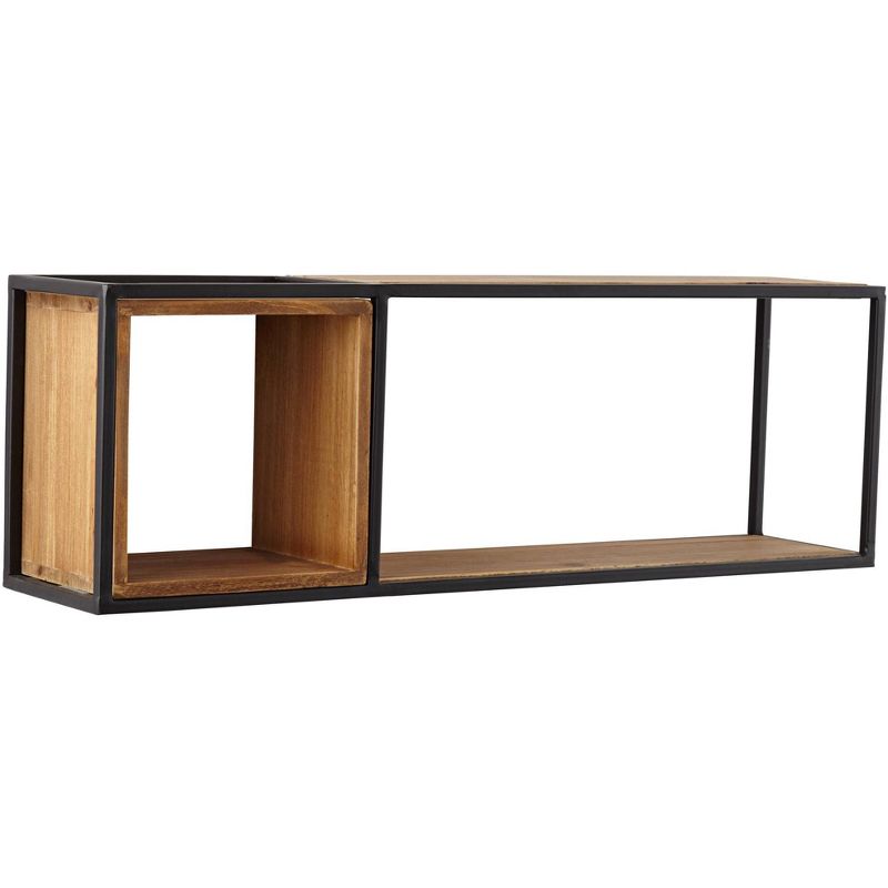 38" Soloman Wooden Shelf with Metal Brackets Brown - Kate & Laurel All Things Decor