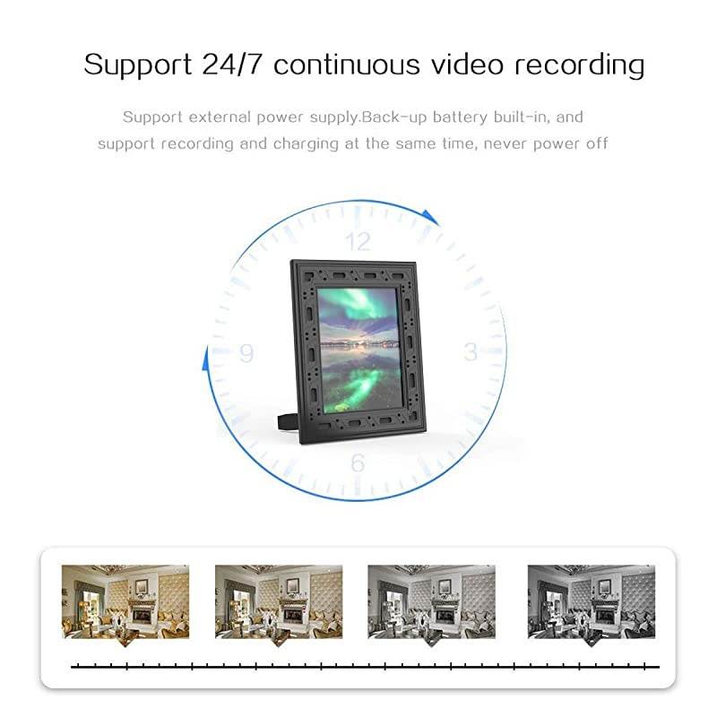 Hidden Camera  Spy Camera Photo Frame Home Security Camera Wireless HD 1080P with Night Vision PIR Detection 1 Year Standby Cell Phone APP Instant Alerts for Home and Office