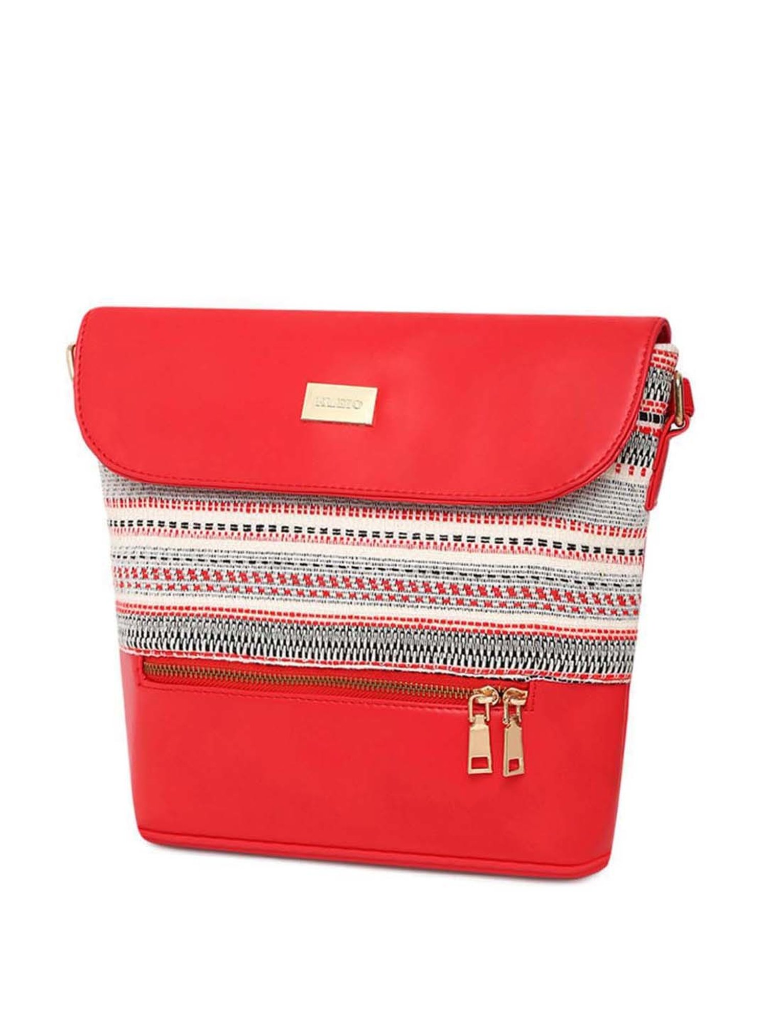 KLEIO Red Textured Medium Sling Handbag