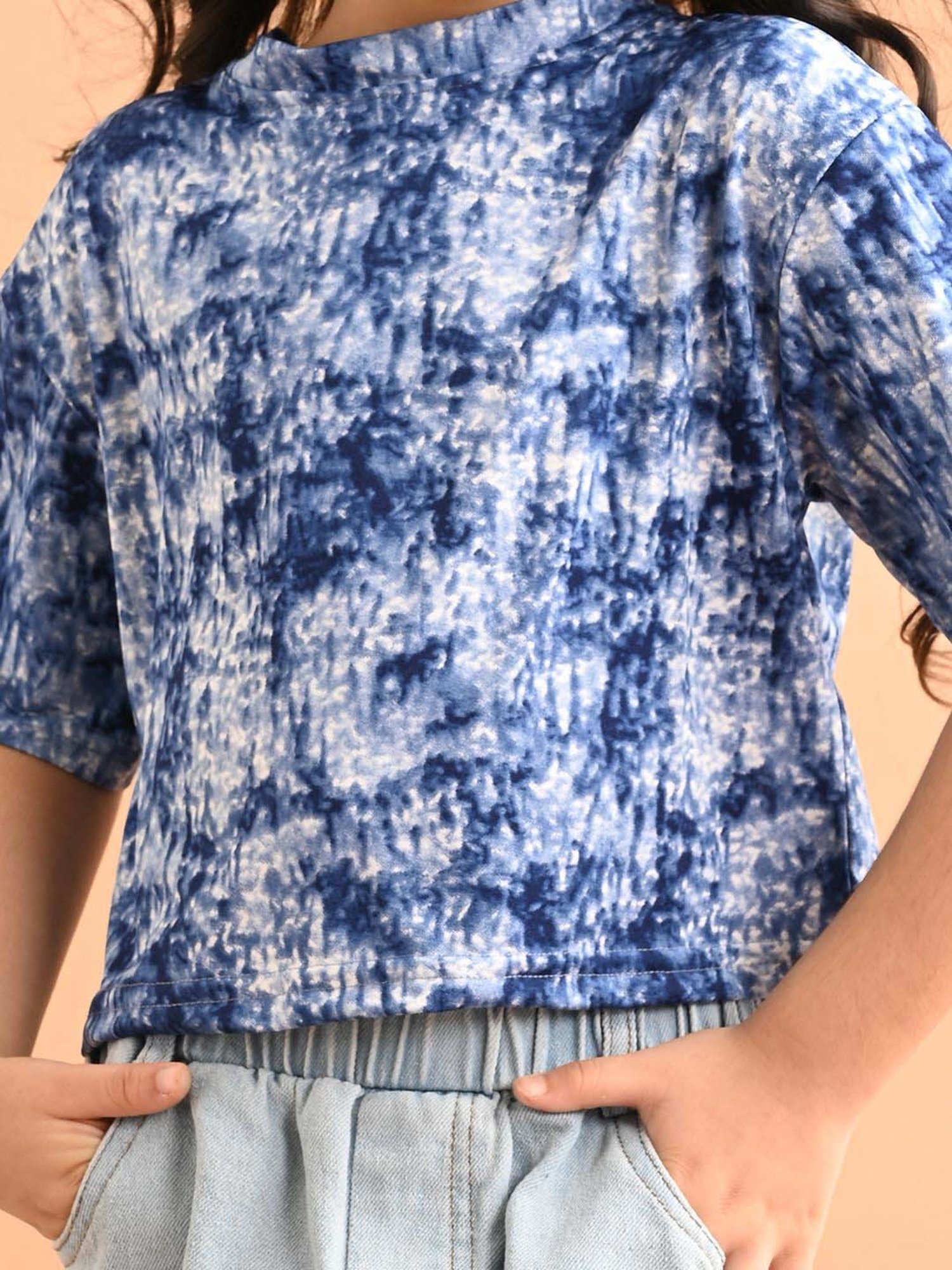 LilPicks Kids Blue Cotton Over Dyed Top