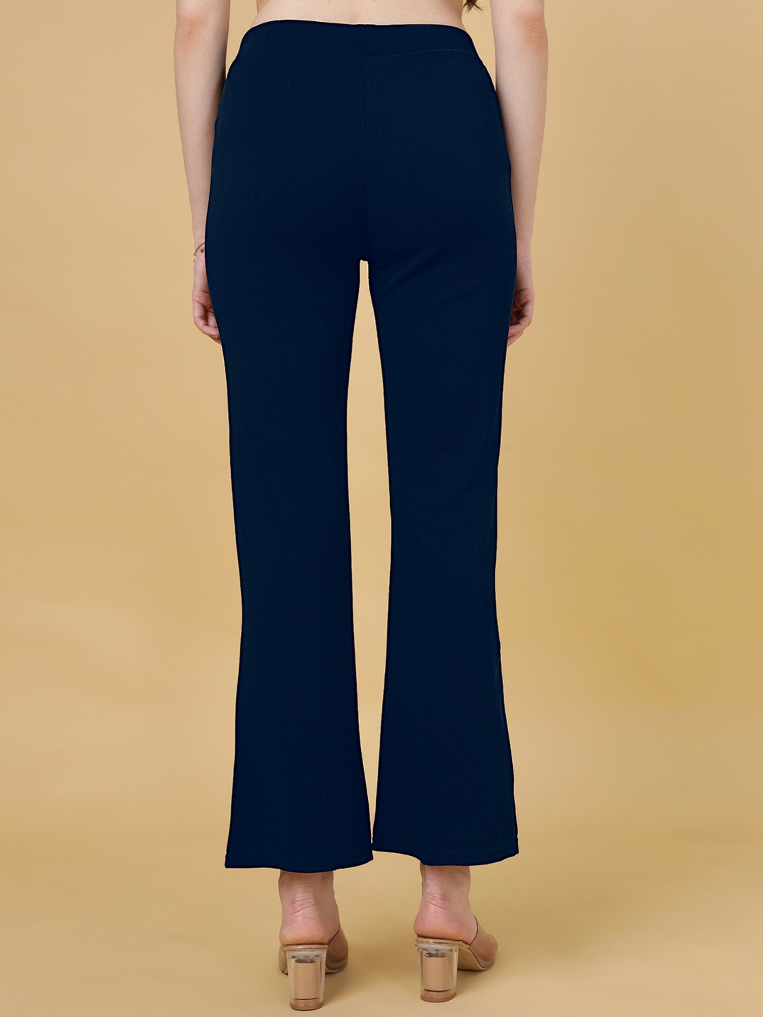 FITHUB Navy Relaxed Fit High Rise Bootcut Trousers