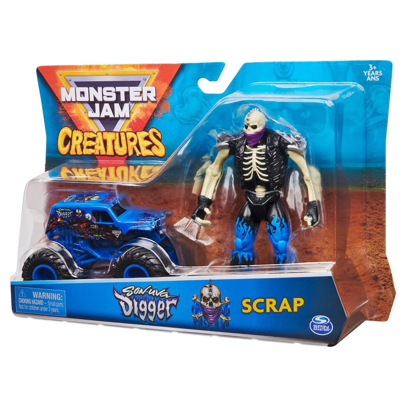 Monster Jam Official Son-Uva Digger 1:64 Scale Monster Truck and 5" Scrap Creatures Action Figure