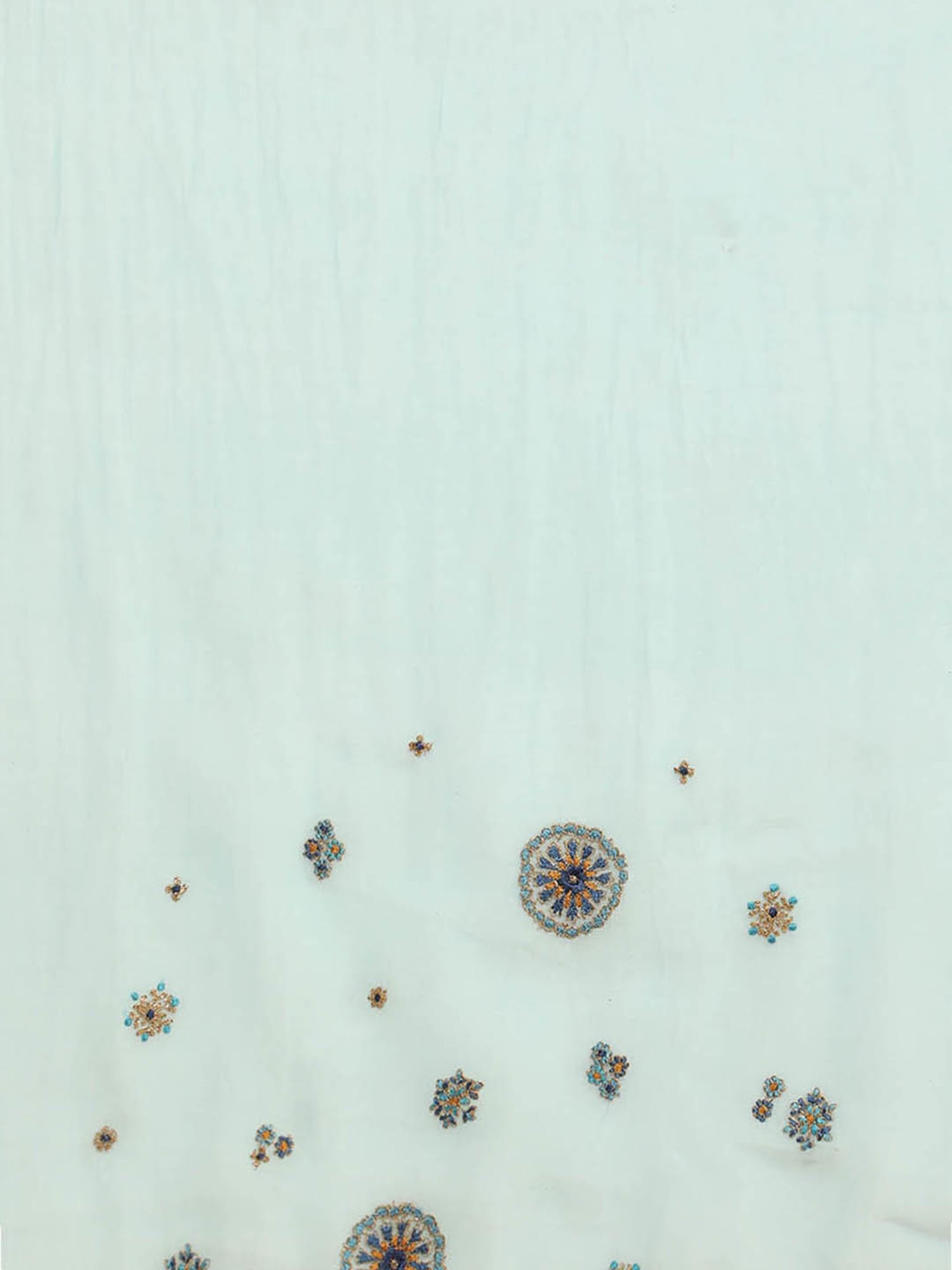 Taneira Blue Cotton Silk Printed Saree With Unstitched Blouse Piece