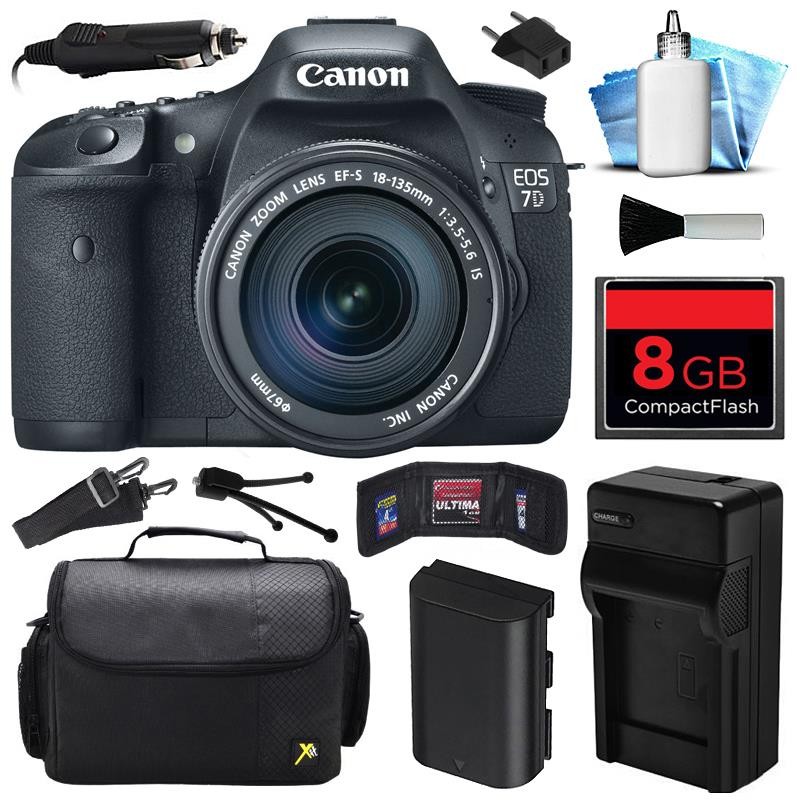 Canon EOS 7D DSLR SLR Digital Camera w/ 18-135mm IS UD Lens (8GB Value Bundle)