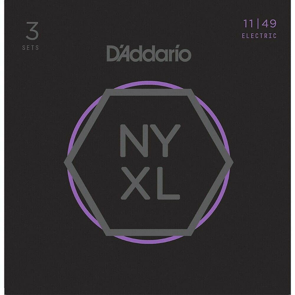 D'Addario NYXL1149 Medium 3-Pack Electric Guitar Strings and NS Reflex Capo Antique Bronze
