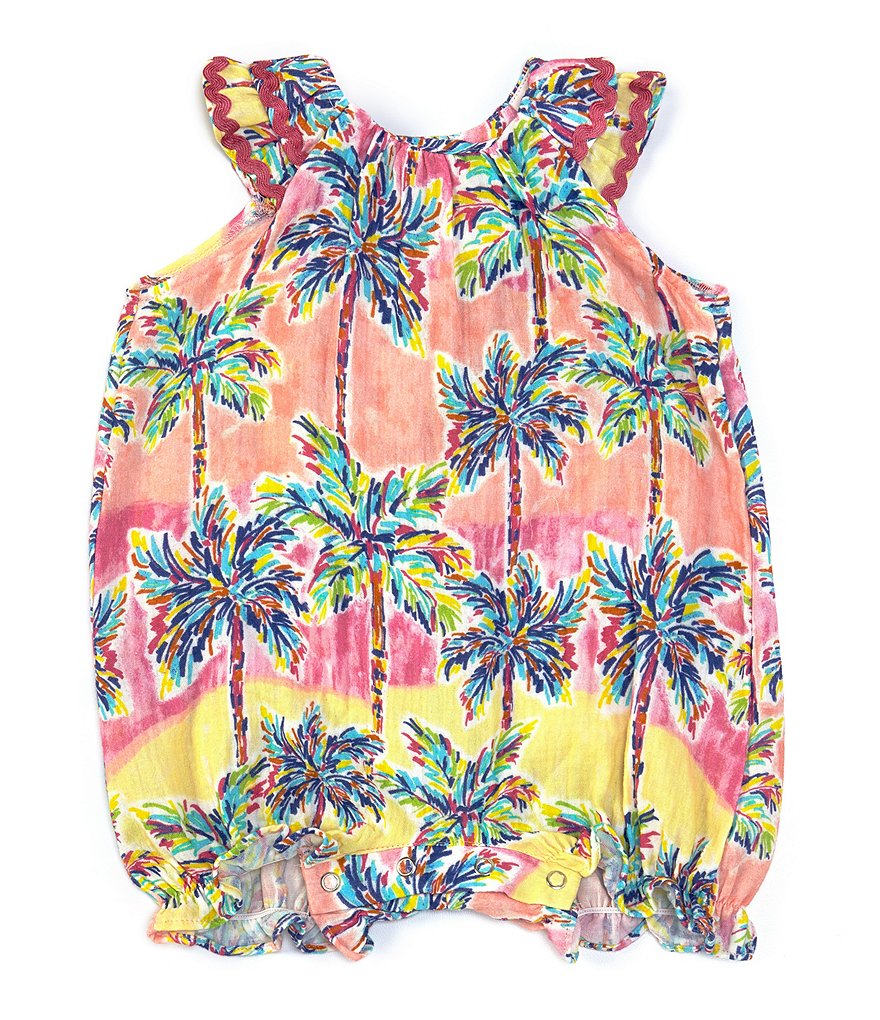 Pippa & Julie Baby Girls Newborn-9 Months Palm Tree Tie-Dye Romper