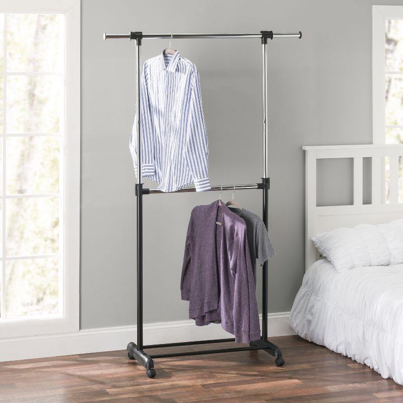 Home Basics 2 Tier Expandable Garment Rack, Black