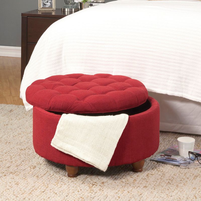 Tufted Round Cocktail Storage Ottoman Red - HomePop