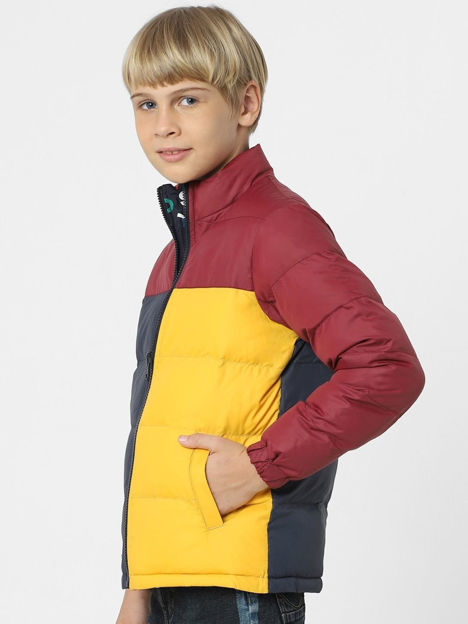 Jack & Jones Junior Multicolor Cotton Color Block Full Sleeves Jacket