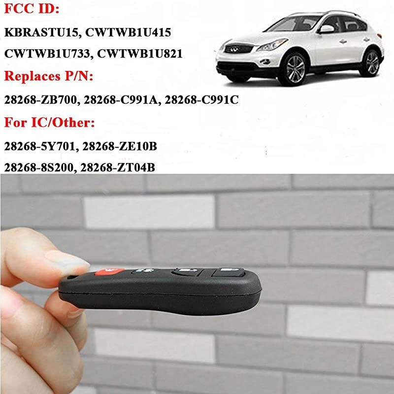 2 key fob Replacement FCC ID: KBRASTU15 CWTWB1U758 CWTWB1U821 for Nissan Infiniti keyless entry remote