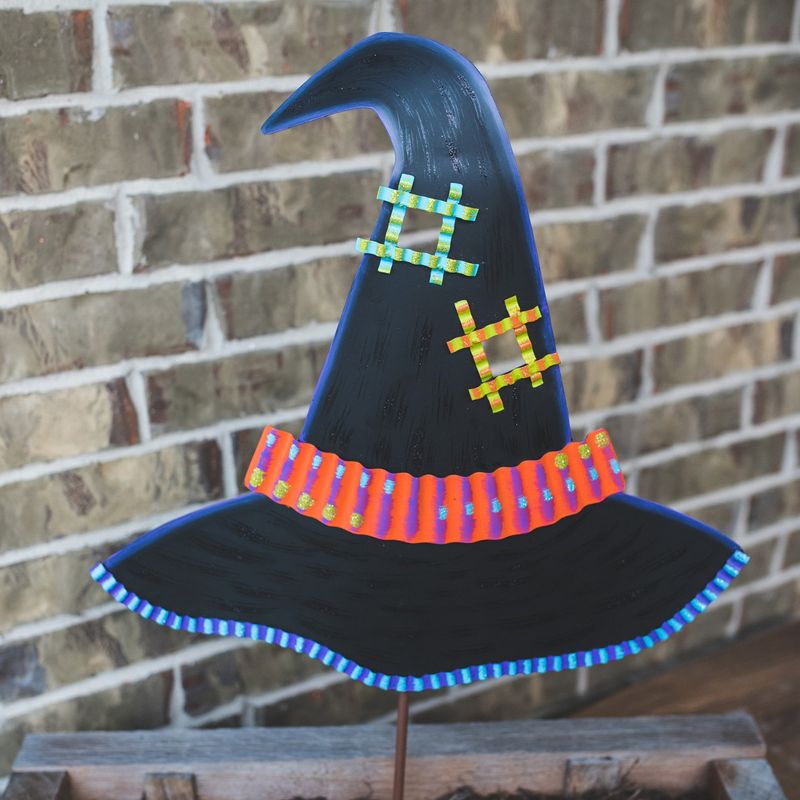Halloween 37.0" Witch Way Hat Spooky Hang Or Stake  -  Decorative Garden Stakes