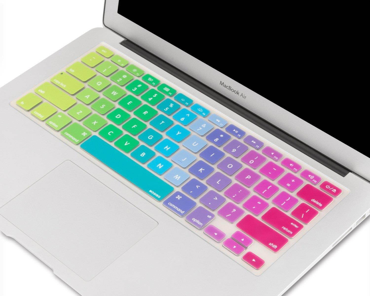 MOSISO Keyboard Cover with Pattern Compatible MacBook Pro 13 Inch, 15 Inch (with or without Retina Display, 2015 or Older Version) MacBook Air 13 Inch, Rainbow II