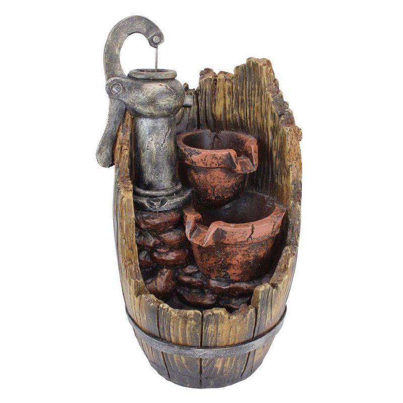 Farm Cistern Barrel Illuminated Garden Fountain - Acorn Hollow