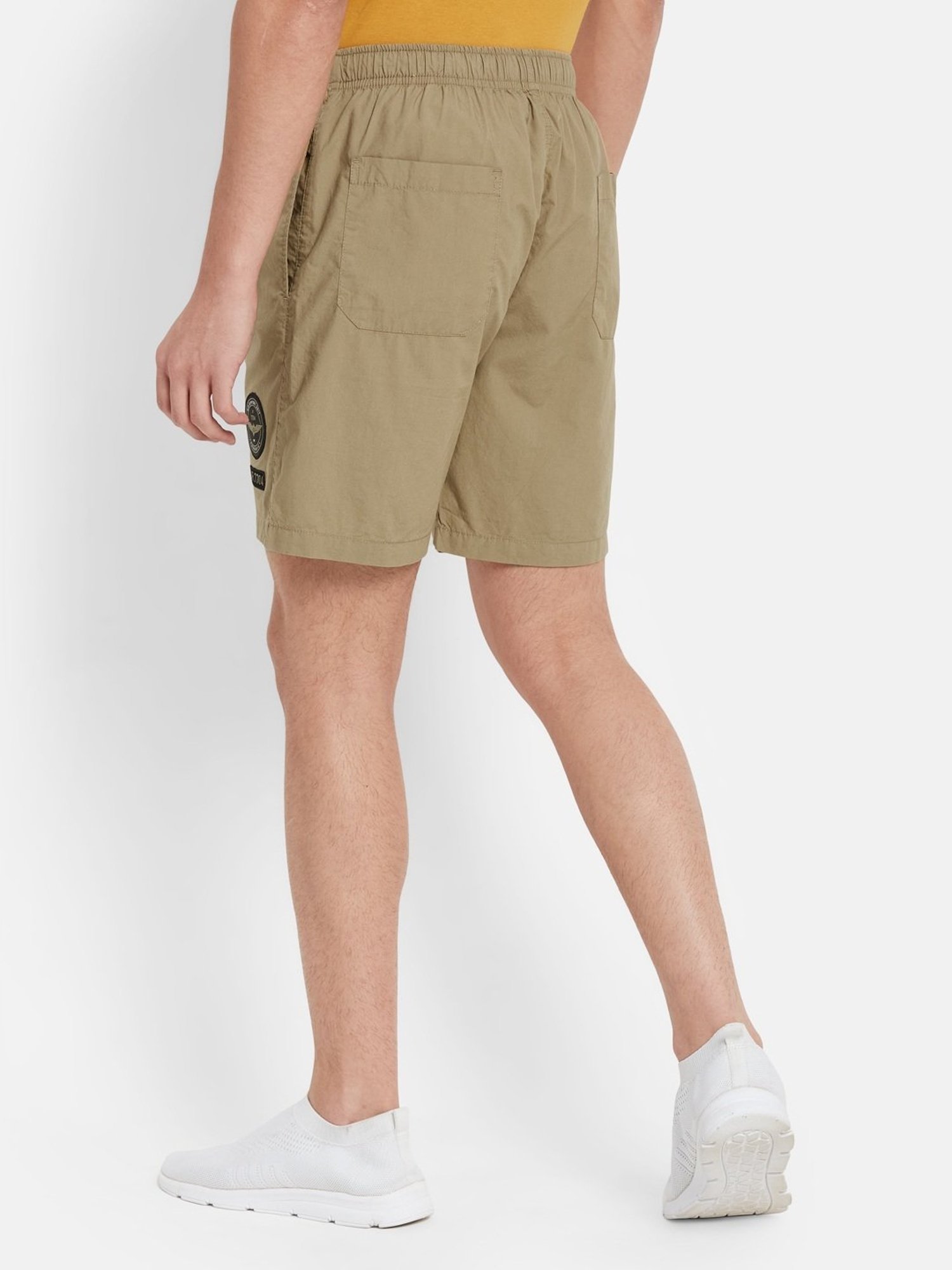 Octave Khaki Cotton Regular Fit Shorts