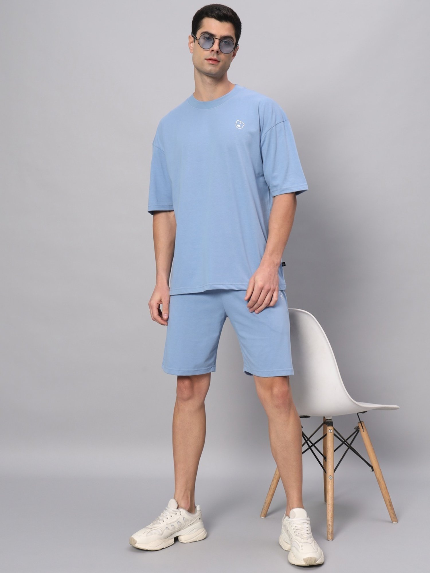 Griffel Blue Cotton Loose Fit T-Shirt