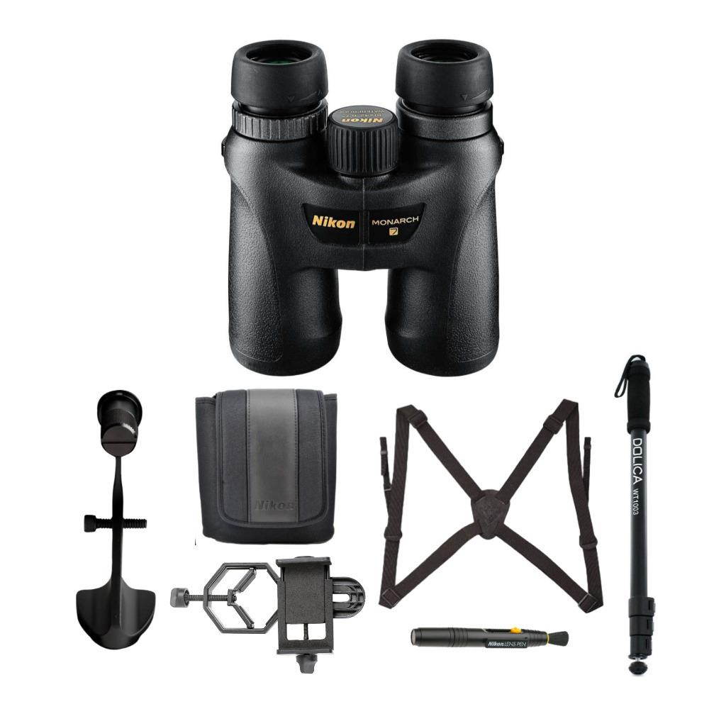 Nikon Monarch 7 10x42 Roof Prism All-Terrain Binoculars Advanced Bundle