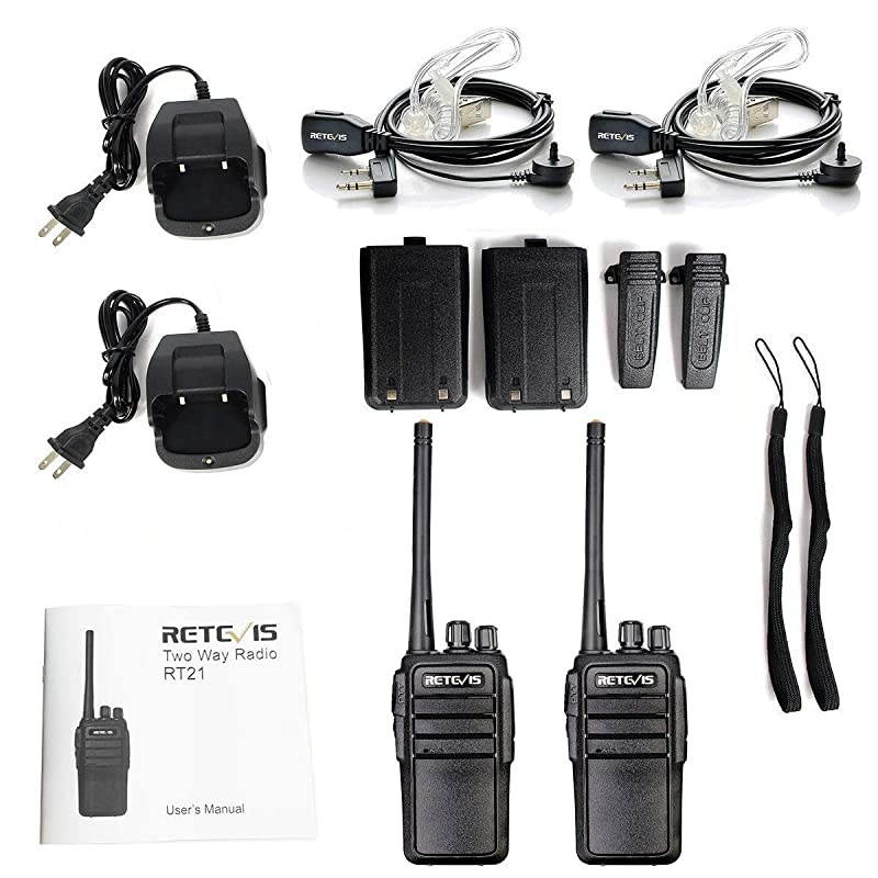 RT21 Walkie Talkies for Adults Long Range Rechargeable 16CH VOX Two Way Radio with Earpiece for Camping Hunting(2 Pack)