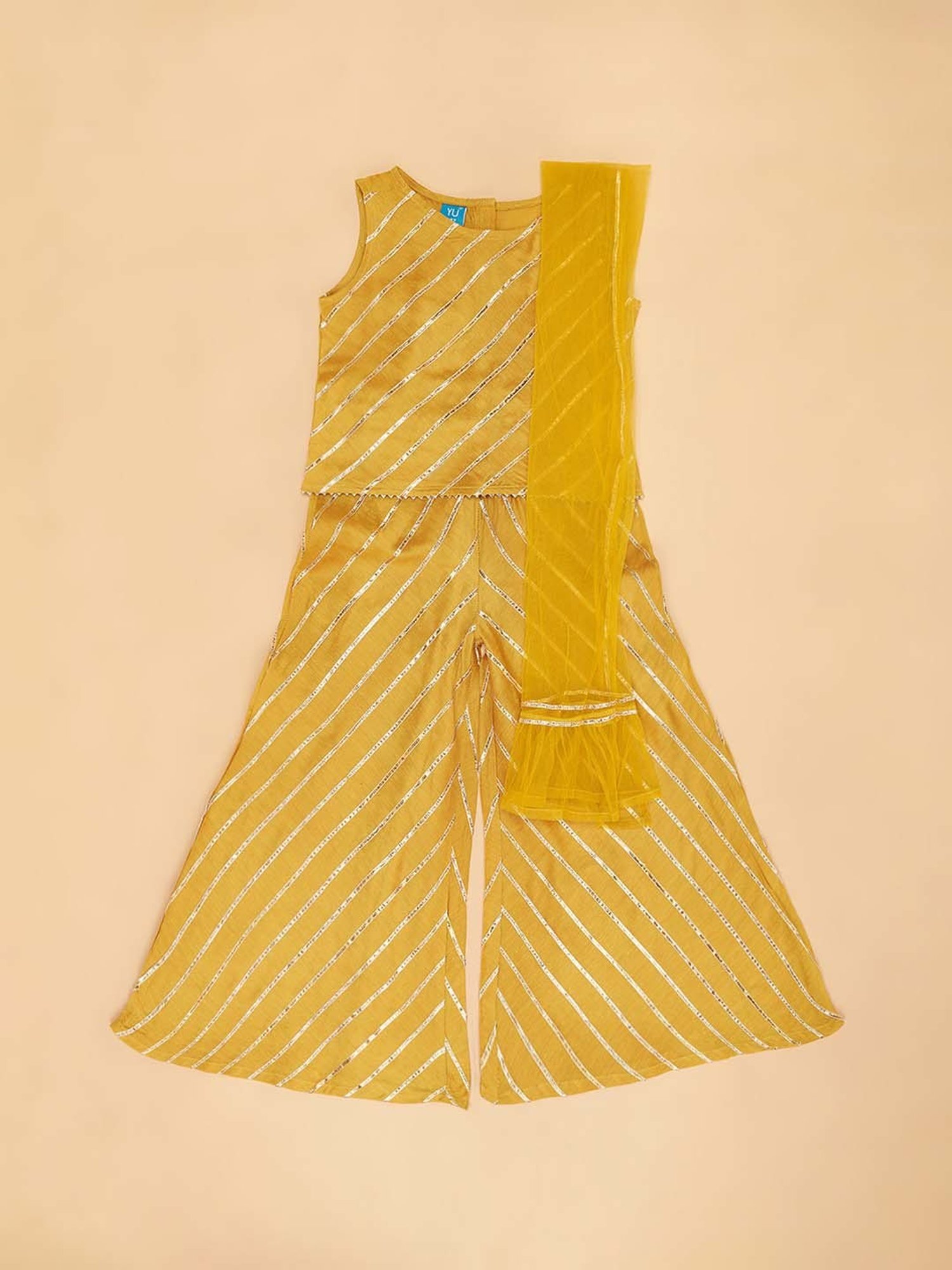 Many Frocks Kids Blue Embellished Top with Plazzos